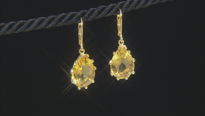 Citrine 18k Yellow Gold Over Sterling Silver Dangle Earrings 14.00ctw