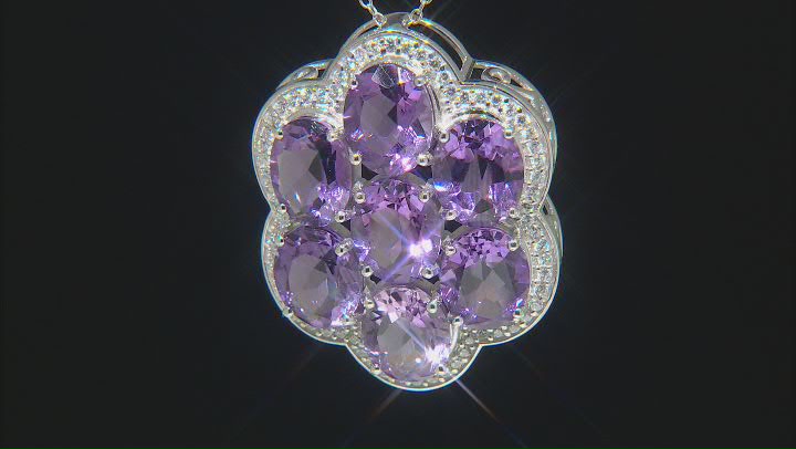 Purple African Amethyst Rhodium Over Sterling Silver Pendant With Chain 17.11ctw