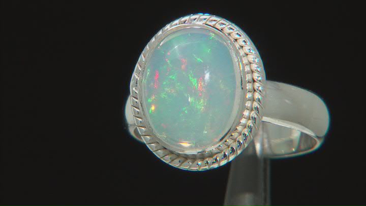 Multicolor Ethiopian Opal Sterling Silver Solitaire Ring 2.00ct Video Thumbnail