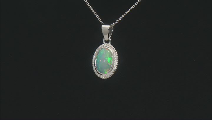 Multicolor Ethiopian Opal Sterling Silver Solitaire Pendant With Chain 2.40ct Video Thumbnail