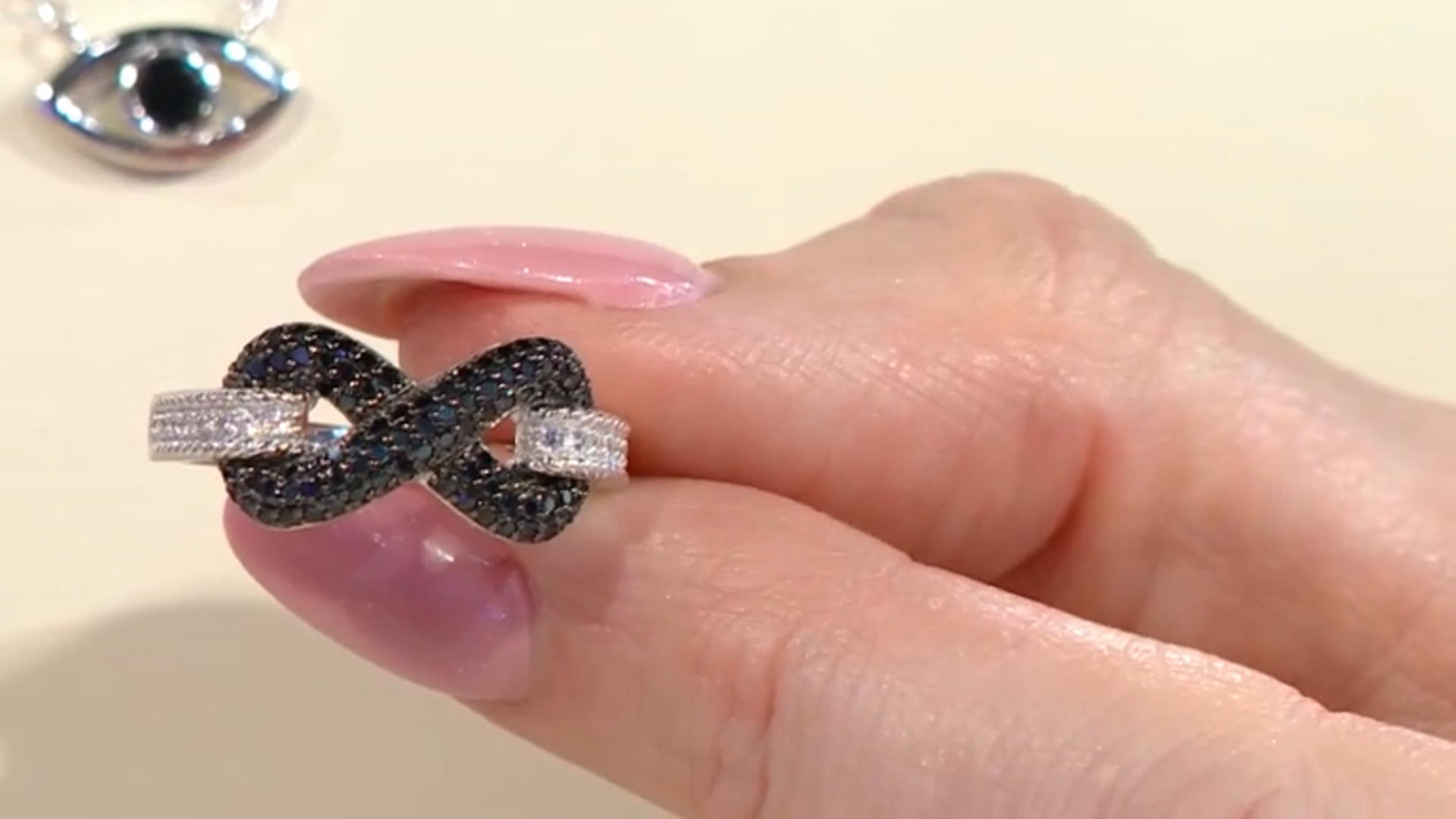 Black Spinel Rhodium Over Sterling Silver "Infinity" Ring 0.61ctw Video Thumbnail