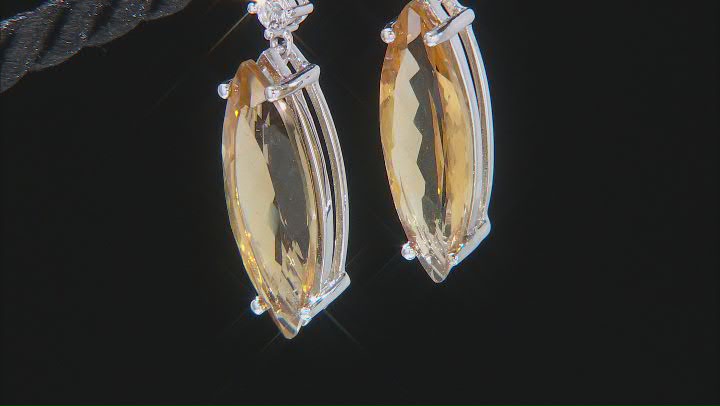 Yellow Citrine Sterling Silver Dangle Earrings 12.90ctw Video Thumbnail
