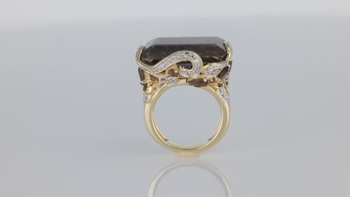 Brown Golden Sheen Sapphire 18k Yellow Gold Over Sterling Silver Ring 26.00ctw Video Thumbnail