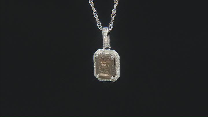 Brown Golden Sheen Sapphire Platinum Over Sterling Silver Pendant With Chain 2.73ctw Video Thumbnail