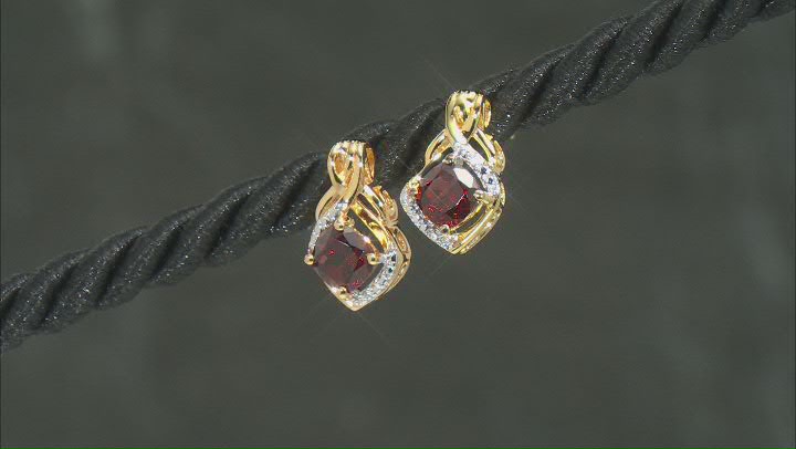 Red Garnet 14k Yellow Gold Over Sterling Silver Ring, Earrings, & Pendant With Chain Set 4.71ctw Video Thumbnail