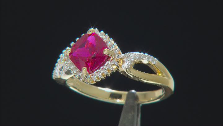 Red Lab Created Ruby 14k Yellow Gold Over Sterling Silver Ring 1.70ct Video Thumbnail