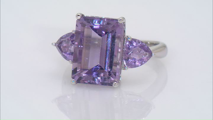Purple Amethyst Rhodium Over Sterling Silver Ring 9.60ctw Video Thumbnail