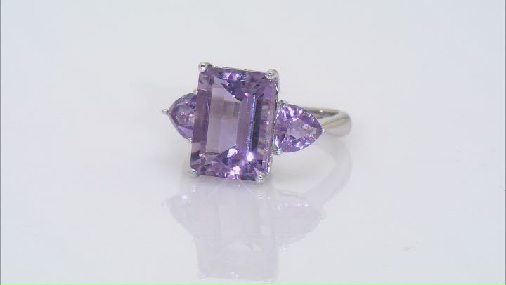 Purple Amethyst Rhodium Over Sterling Silver Ring 9.60ctw Video Thumbnail