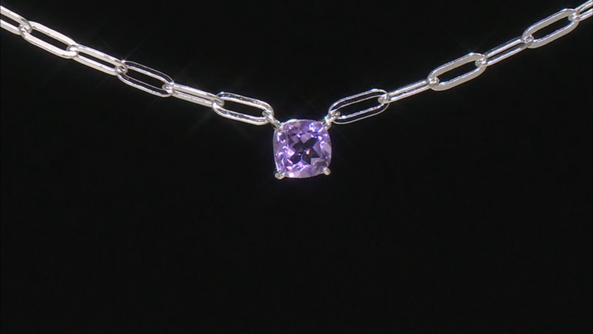 Purple Amethyst Rhodium Over Sterling Silver Necklace 1.10ct Video Thumbnail