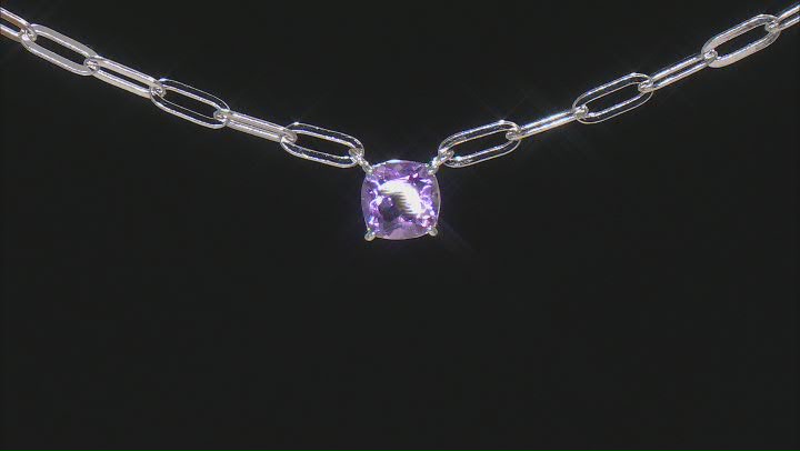 Purple Brazilian Amethyst Rhodium Over Sterling Silver Necklace 1.10ct Video Thumbnail