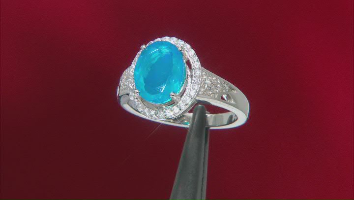 Blue Opal Rhodium Over Sterling Silver Ring 1.35ctw Video Thumbnail