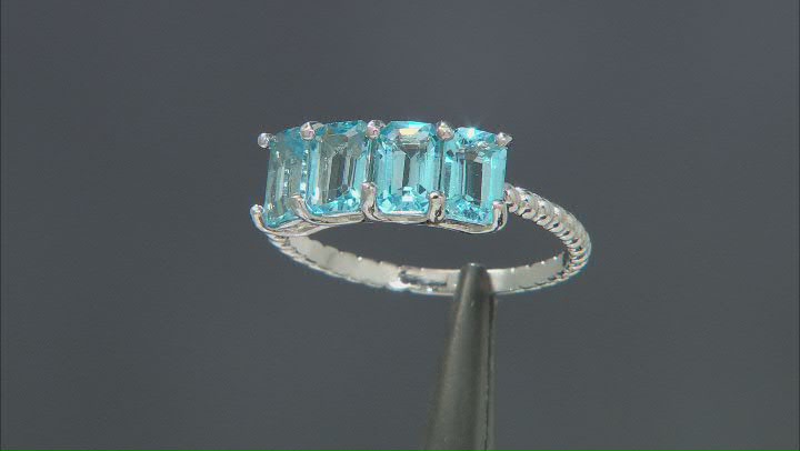 Swiss Blue Topaz Rhodium Over Sterling Silver Ring 2.20ctw Video Thumbnail