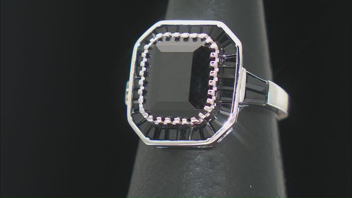 Black Spinel Rhodium Over Sterling Silver Ring 6.47ctw Video Thumbnail