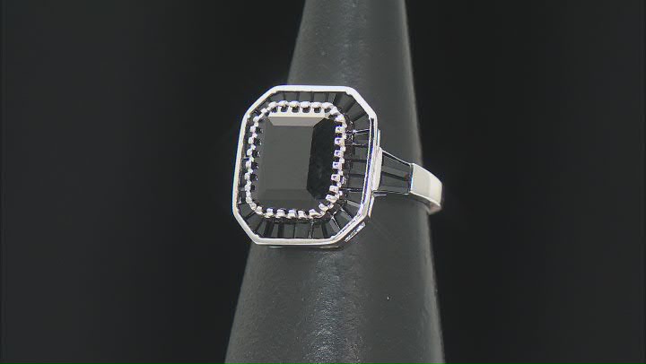 Black Spinel Rhodium Over Sterling Silver Ring 6.47ctw Video Thumbnail