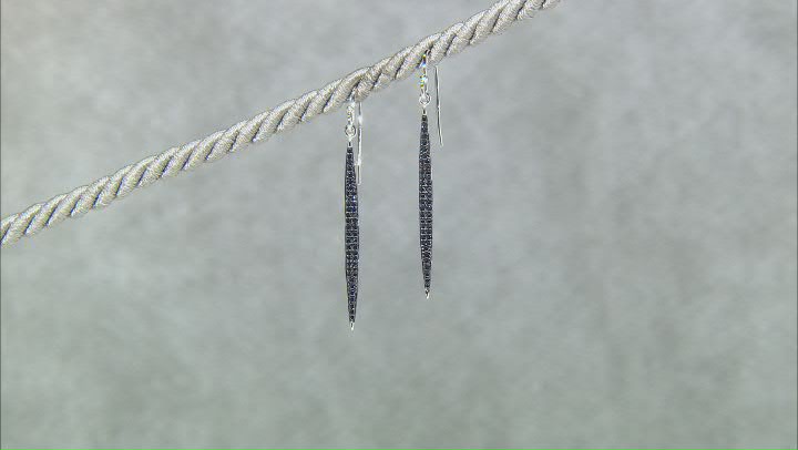Black Spinel Rhodium Over Sterling Silver Dangle Earrings 0.61ctw Video Thumbnail