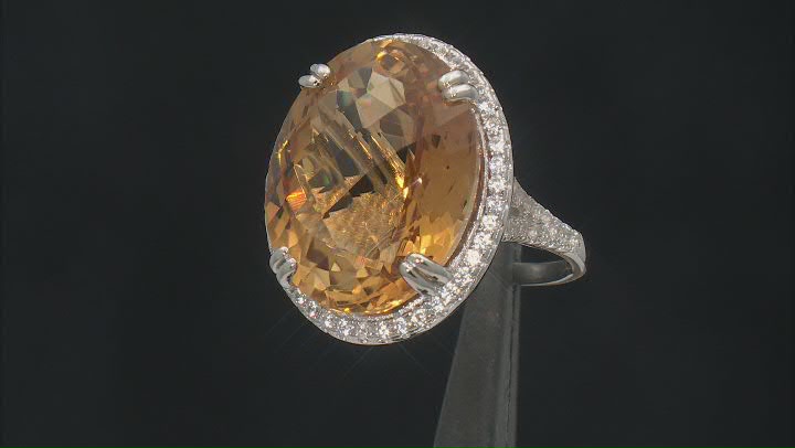 Yellow Citrine Rhodium Over Sterling Silver Ring 5.96ctw Video Thumbnail