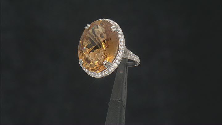 Yellow Citrine Rhodium Over Sterling Silver Ring 5.96ctw Video Thumbnail
