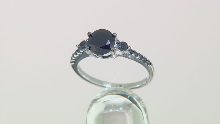 Black Spinel Rhodium Over Sterling Silver Ring Set 3.03ctw Video Thumbnail