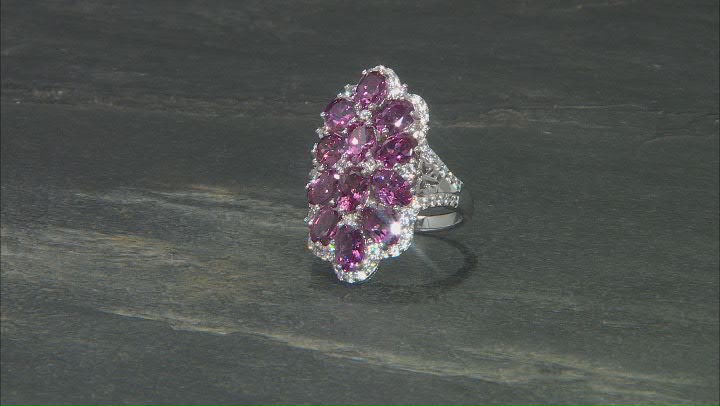 Pink Garnet Rhodium Over Sterling Silver Ring 5.43ctw Video Thumbnail