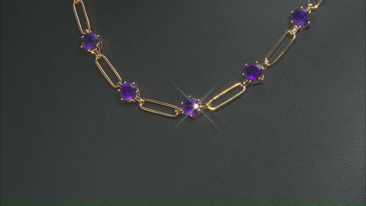 Purple African Amethyst 14k Yellow Gold Over Sterling Silver Paperclip Necklace 17.50ctw Video Thumbnail