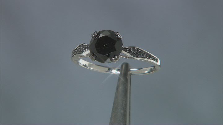 Black Spinel Rhodium Over Sterling Silver Ring Set 2.94ctw Video Thumbnail
