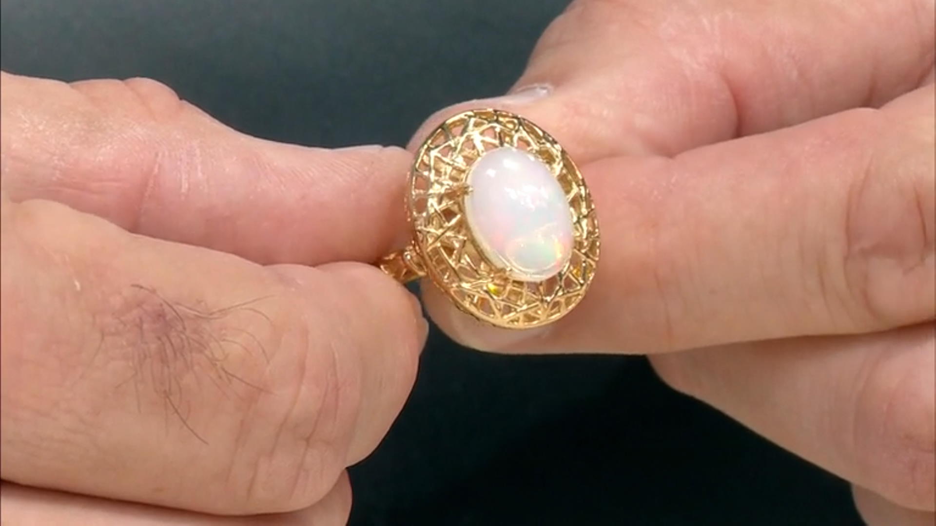 Multicolor Ethiopian Opal 18k Yellow Gold Over Sterling Silver Ring 3.10ct Video Thumbnail