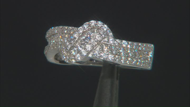 White Zircon Rhodium Over Sterling Silver Ring 0.86ctw Video Thumbnail