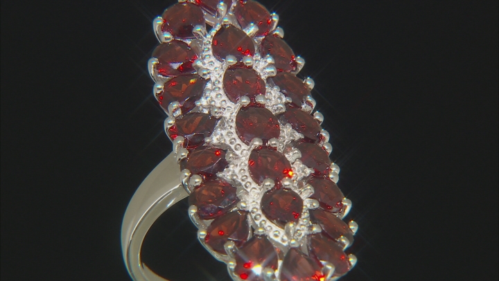 Red Garnet Rhodium Over Sterling Silver Ring 6.80ctw Video Thumbnail