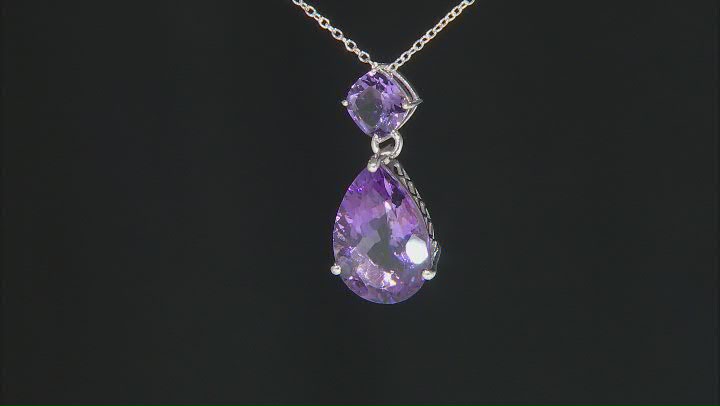 Purple Brazilian Amethyst Platinum Over Sterling Silver Pendant With Chain 13.15ctw Video Thumbnail