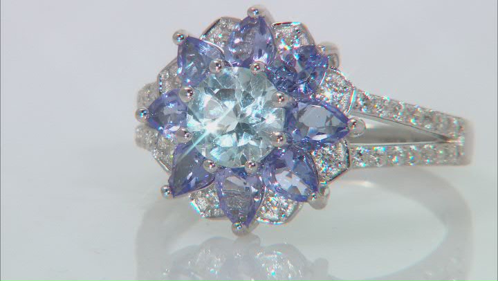 Sky Blue Glacier Topaz Rhodium Over Sterling Silver Ring 2.37ctw Video Thumbnail
