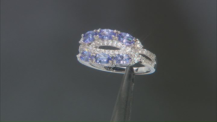 Blue Tanzanite Rhodium Over Sterling Silver Ring 1.60ctw Video Thumbnail