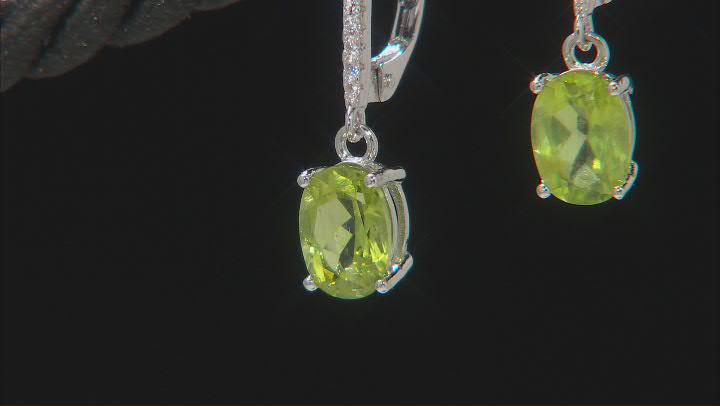 Green Peridot Rhodium Over Sterling Silver Dangle Earrings 2.39ctw Video Thumbnail