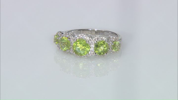 Green Peridot Rhodium Over Sterling Silver Ring 2.76ctw Video Thumbnail