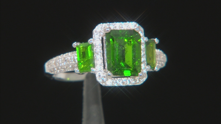 Chrome Diopside Rhodium Over Sterling Silver Ring 2.51ctw Video Thumbnail