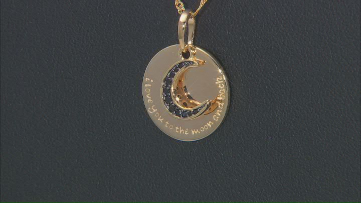 Black Spinel 18k Yellow Gold Over Silver "I Love You To The Moon And Back" Pendant W/ Chain 0.12ctw Video Thumbnail