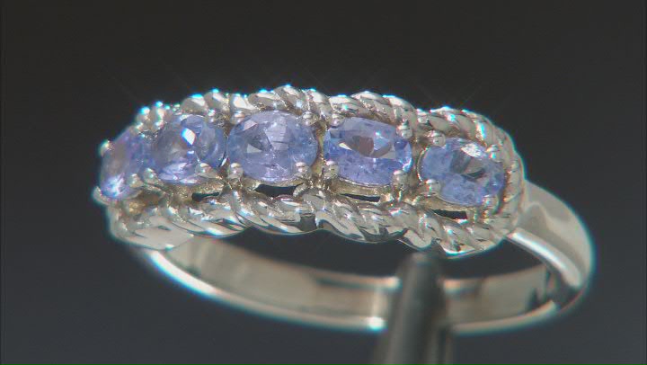 Blue Tanzanite Platinum Over Sterling Silver Band Ring 0.60ctw Video Thumbnail