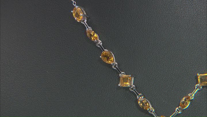 Yellow Citrine Rhodium Over Sterling Silver Necklace 39.50ctw Video Thumbnail