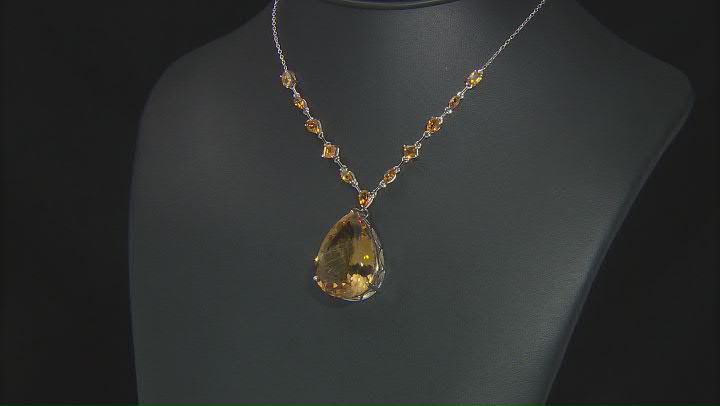 Yellow Citrine Rhodium Over Sterling Silver Necklace 39.50ctw Video Thumbnail