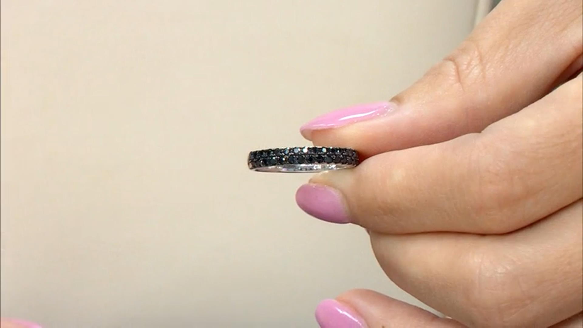Black Spinel Rhodium Over Sterling Silver Band Ring 0.53ctw Video Thumbnail