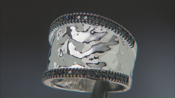 Black Spinel Rhodium Over Sterling Silver Ring 0.64ctw Video Thumbnail