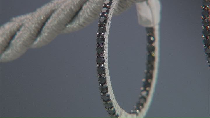 Black Spinel Rhodium Over Sterling Silver Hoop Earrings 0.99ctw Video Thumbnail