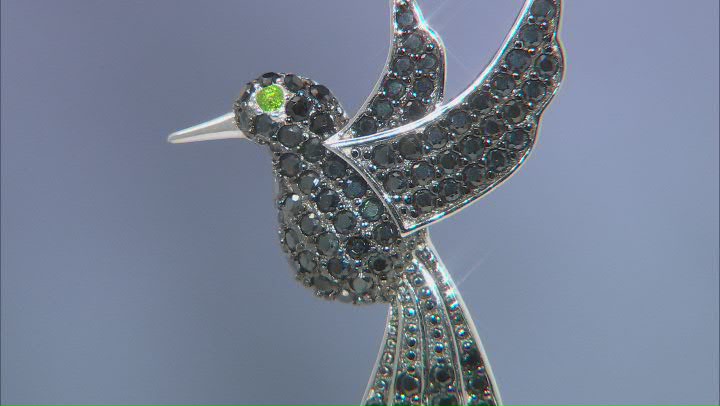 Black Spinel Rhodium Over Sterling Silver Bird Pendant With Chain 1.27ctw Video Thumbnail