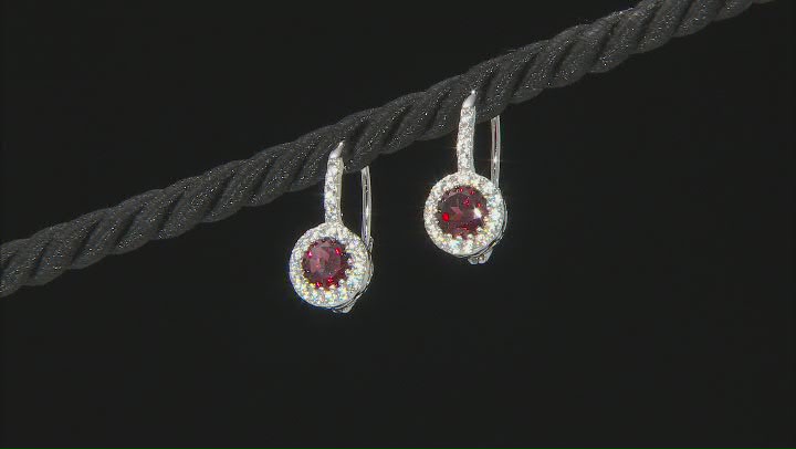 Red Garnet Rhodium Over Sterling Silver Earrings 2.40ctw Video Thumbnail
