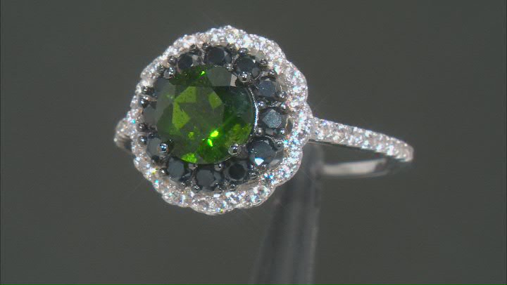 Green Chrome Diopside Rhodium Over Sterling Silver Ring 2.07ctw Video Thumbnail