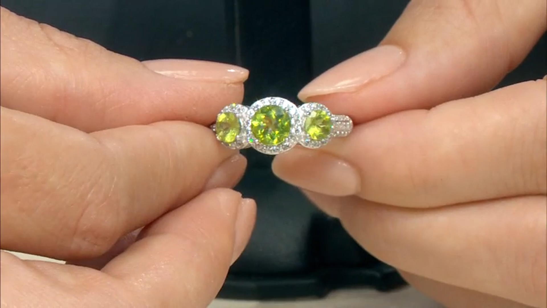 Green Peridot Rhodium Over Sterling Silver Ring 2.08ctw Video Thumbnail