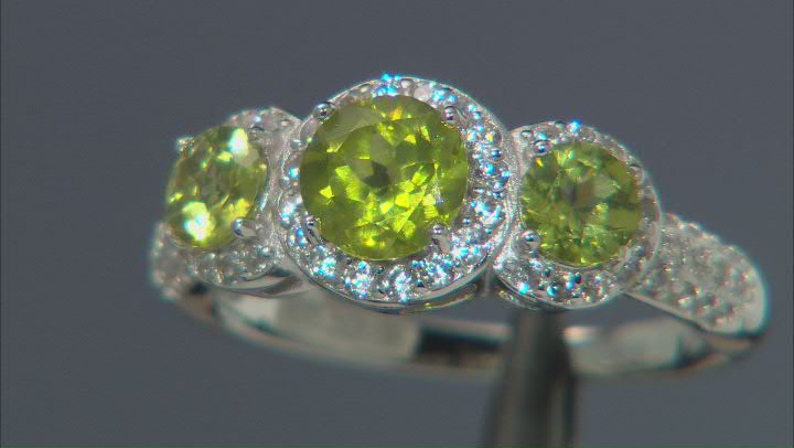 Green Peridot Rhodium Over Sterling Silver Ring 2.08ctw Video Thumbnail
