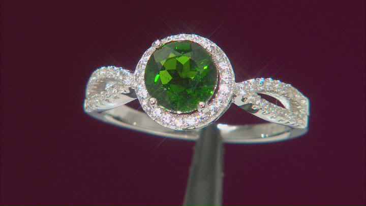 Green Chrome Diopside Rhodium Over Sterling Silver Ring 1.60ctw Video Thumbnail