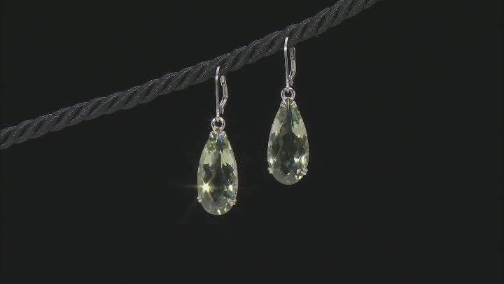 Green Prasiolite Rhodium Over Sterling Silver Earrings 17.00ct Video Thumbnail