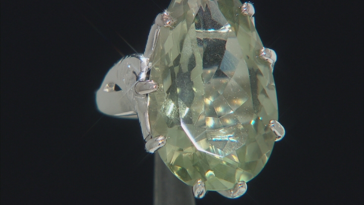 Green Prasiolite Rhodium Over Sterling Silver Ring 17.00ct Video Thumbnail