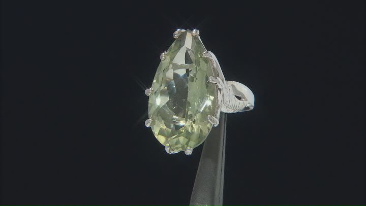 Green Prasiolite Rhodium Over Sterling Silver Ring 17.00ct Video Thumbnail